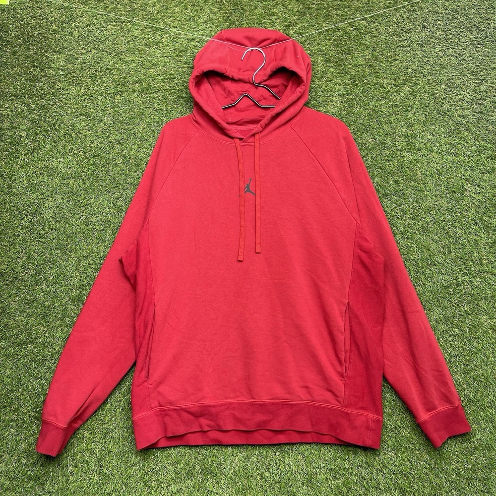Air Jordan Hoodie Mens Large Red Fleece Hooded Sweatshirt Jumpman Logo Flight